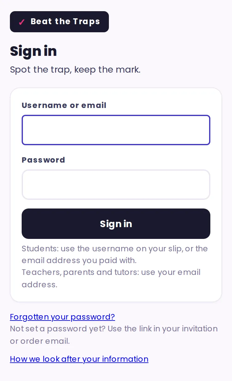 Signing in