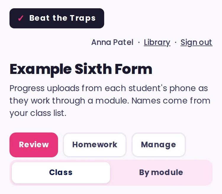 The three tabs, with Library at the top